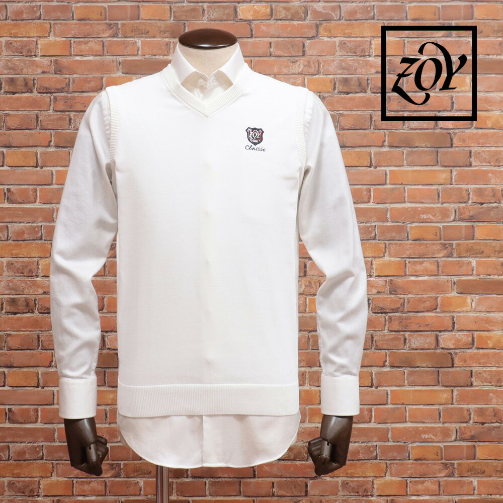 【期間限定ポイント10倍】ZOY ニットベスト 071414702 Vネック 撥水 抗菌 防臭 ロゴワッペン 通年 オールシーズン対応 ゴルフ メンズ 紳士 ゾーイ【md381-26400TAF】