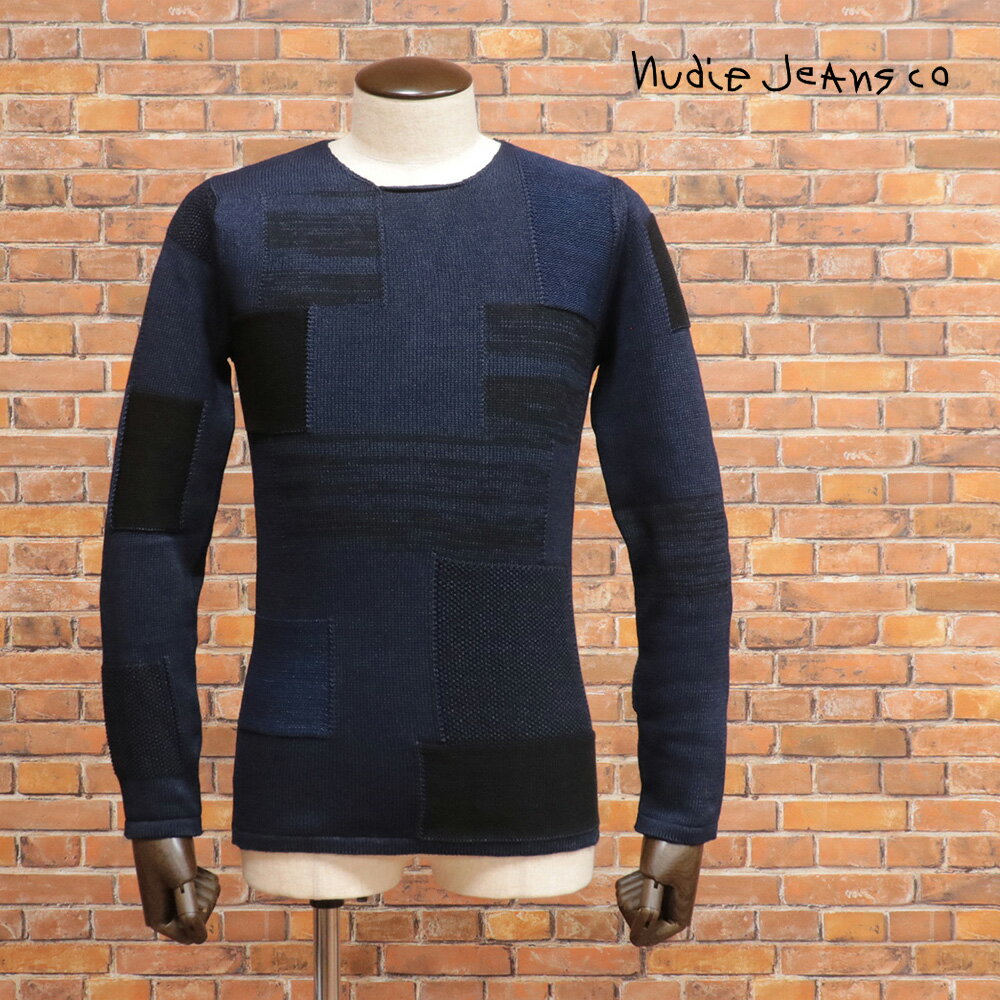 秋冬 Nudie Jeans ロールネックニット DALE PATCHED パッチ デザイン オーガニックコットン セーター メンズ 紳士 ヌーディージーンズ【...