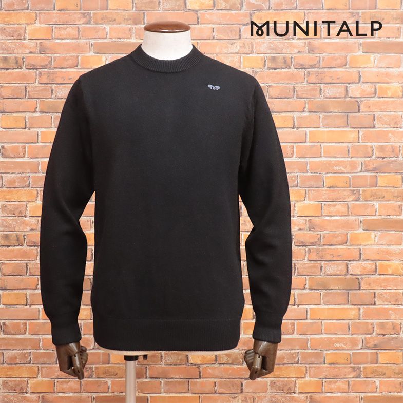 秋冬 MUNITALP 丸首ニット しっとり極上カシミヤ100％ 無地 贅沢 セーター ゴルフブランド ラグジュアリー 大人 メンズ ムニタルプ プレゼント【jd202-49500TAF】