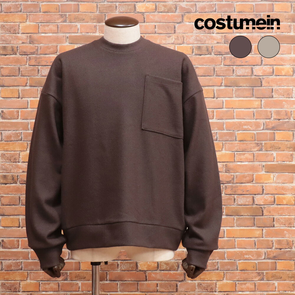 【期間限定ポイント10倍】24AW costumein モックネック ニット トレーナー OVER ML 上質ウール混 胸ポ..