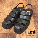 【期間限定ポイント5倍】AMI PARIS レザー グルカサンダル USV300 AL0006 リザード 型押し アミパリス インポート レデイース シューズ【...