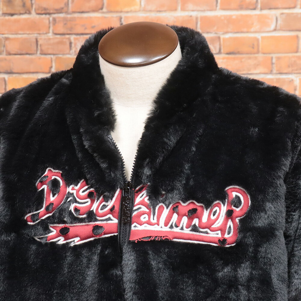 【期間限定ポイント10倍】秋冬 DISCLAIMER エコファー ジャケット ブルゾン ロゴ ワッペン ダメージ加工 ストリート インポート メンズ ディスクライマー【mc290-40700TAF】