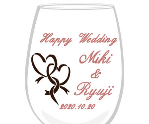 【名入れ無料】ご結婚祝いにペアワイングラスの贈物をお友達のウエディングにプレゼントしてみませんか。【ワイングラス ツインハート柄 オーバル型】【楽ギフ_名入れ】