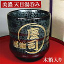 名入れ 彫刻 湯呑み 茶碗 ギフト 高級 油滴天目 美濃焼き 退職祝い プレゼント 男性 還暦 誕生日 【木箱＆巾着袋】 大きい 湯飲み [×熨斗・包装 対応不可商品×]