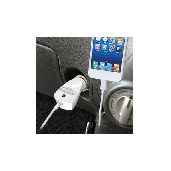 DC充電器 スマホ充電器 Lightningコネクタ iPad iPhone iPod ハイパワー2.4A ホワイト ストレート 車用品 カシムラ KL-59 3