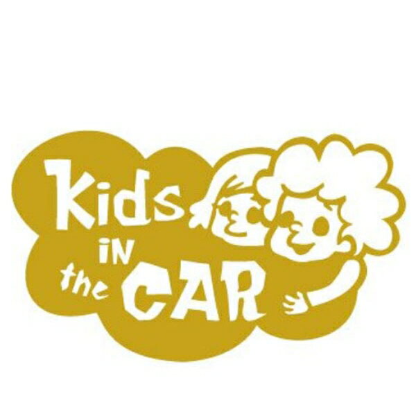 20cm×12cm 3歳〜11歳 子供が乗っています キッズ in the car ゴールドウィンドウステッカー JA0278 フォアサムトイズ