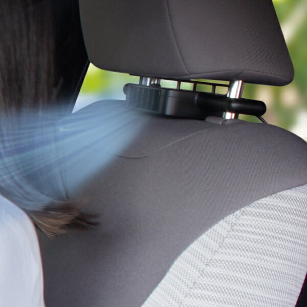 扇風機 簡単取り付け ヘッドレスト取付 風量調節可 USBポート ネックスポットファン DF64 ヤック