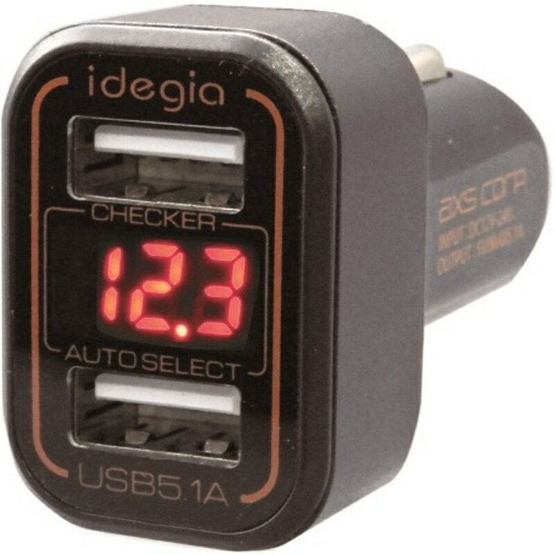 USB2ポートチャージャー LCDインジケーター 5.1A 12/24V 充電器 バッテリーチェッカー付 バッテリー電..