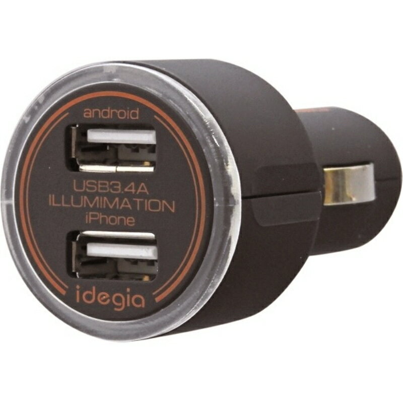 USB2ポートチャージャー LEDインジケーター 3.4A 12/24V 充電器 色変化 2台同時充電可能 ボデーパーツ ..