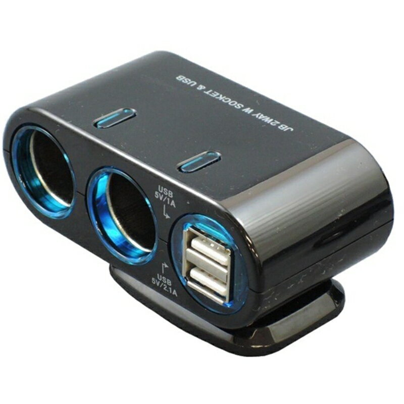 2WAY Wソケット USB付 12/24V 充電 USB電源 DCシガーソケット電源 ボデーパーツ JB011