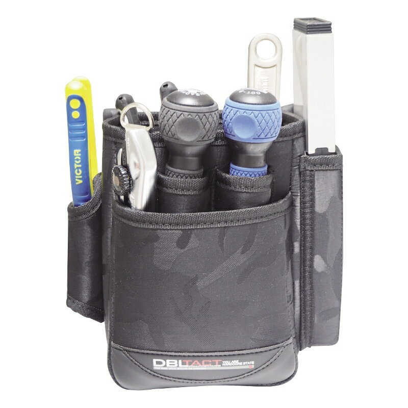 DBLTACT 腰袋 2段 水平器入れ付 ブラック迷彩 三共コーポレーション DT-26-BC