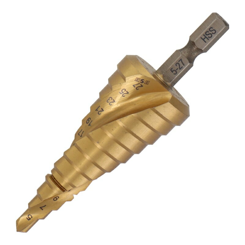 H&H スパイラル式チタンコーティングステップドリル ハイス鋼材 12段 5-27mm 三共コーポレーション STP..
