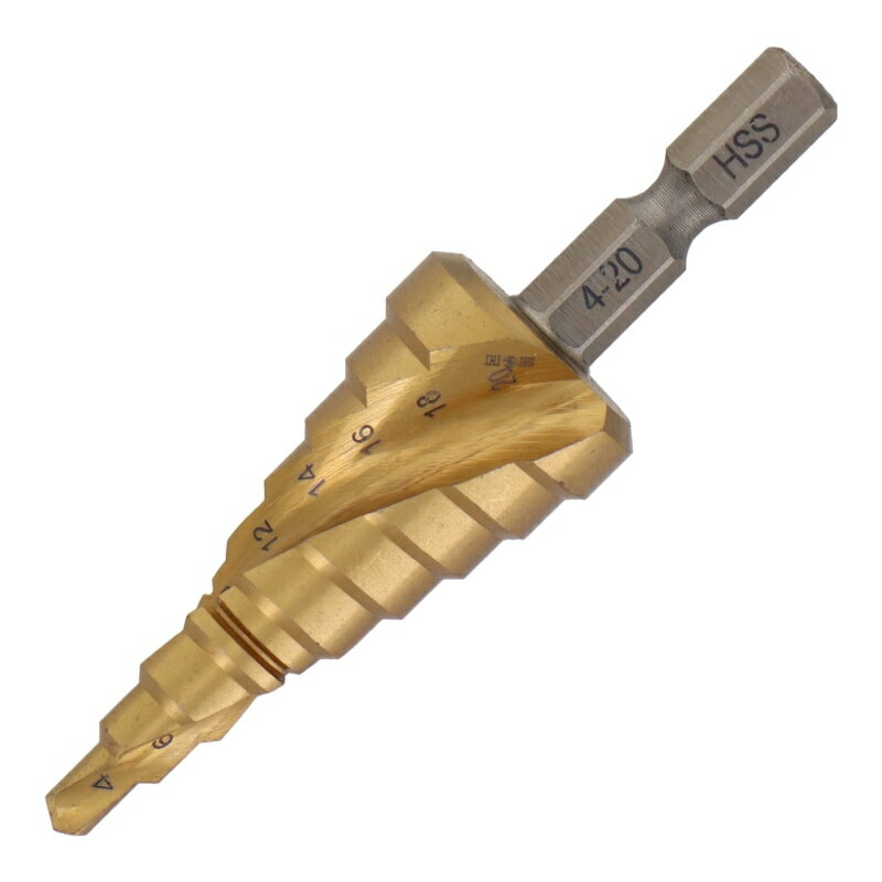 H&H スパイラル式チタンコーティングステップドリル ハイス鋼材 9段 4-20mm 三共コーポレーション STP-3