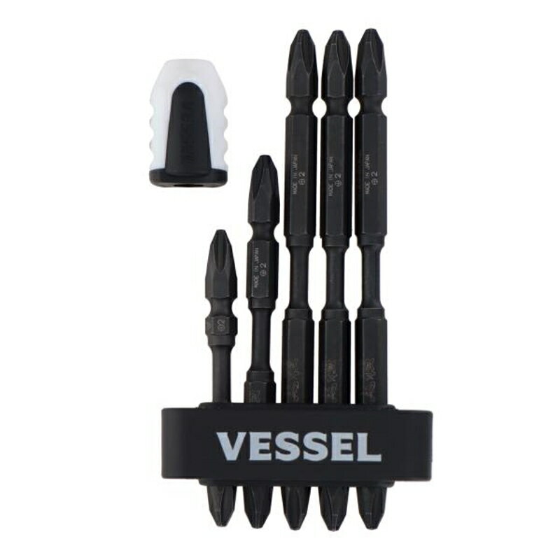 VESSEL 黒艦ビット 極 +2×65mm 1本・+2×82mm 1本・+2×110mm 3本 強力マグネッット 三共コーポレーション KW5P-A