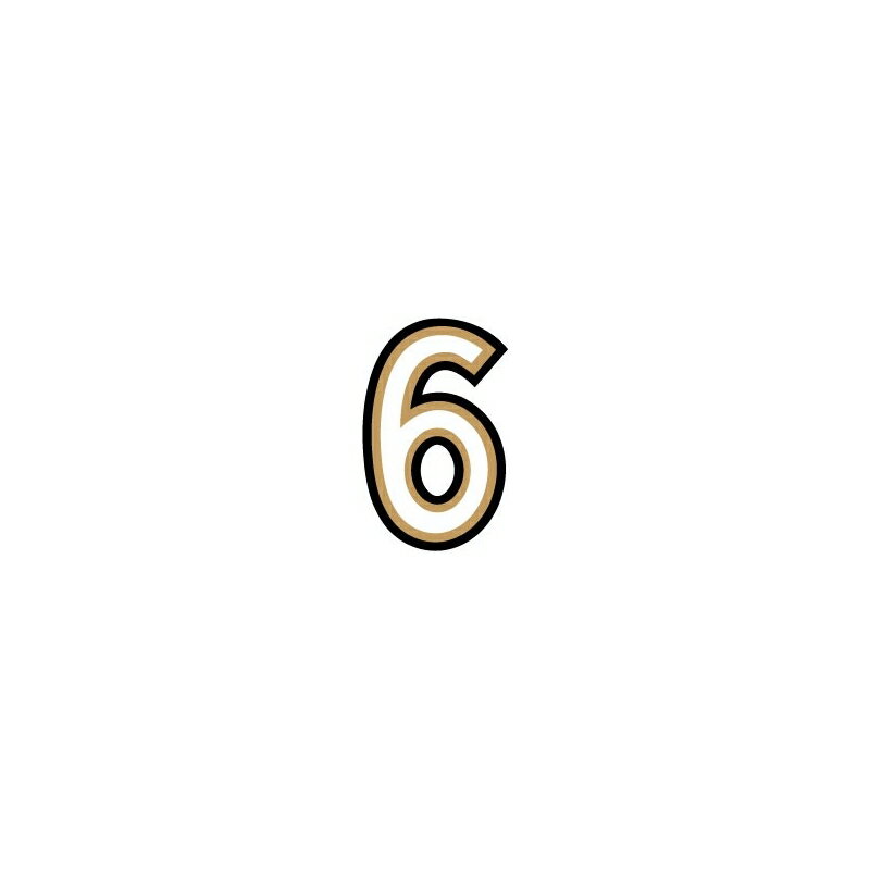 イニシャルステッカー 7.6 6 ステッカー ナンバー 数字 【6】 DIY リメイク 7.6cm ゼネラルステッカー LD-36