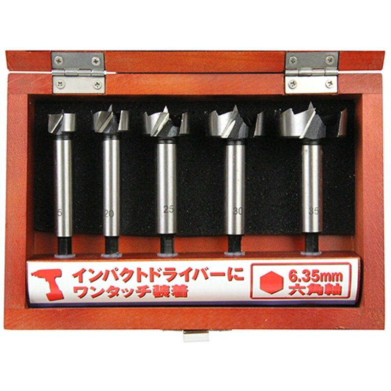 木工用ボアビットセット E-VALUE 5ホンクミ 藤原産業
