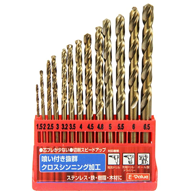 电动工具 - ステンレス用ドリルセット E-VALUE ESD-13S 藤原産業