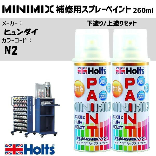 ヒュンダイ N2 ピュアパールホワイトマイカ 下塗り/上塗りセット MINIMIX スプレー 260ml 調合塗料 車 塗装 補修 holts ホルツ