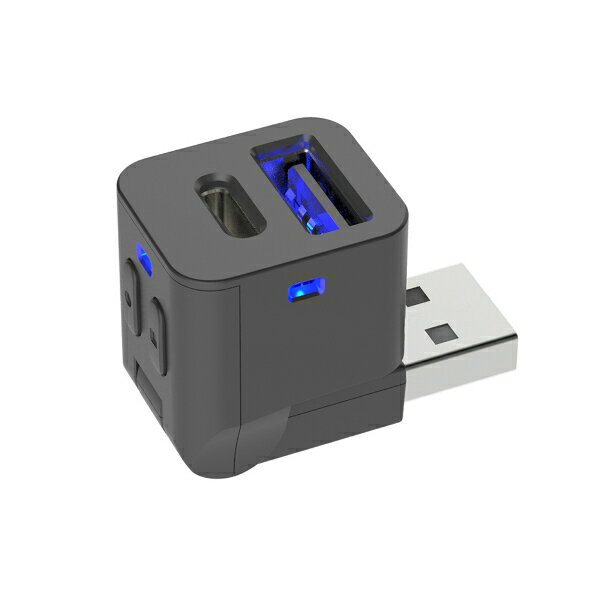 USB増設 首振り式 A-1 C-1 充電器 2ポート 黒 コンパクト 直角 スマホ PC USB増設 USB-A USB-C カシム..