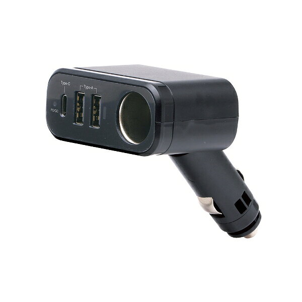●ソケット1口と急速充電に対応したUSB Type-Aポート2口・USB Type-Cポート1口を搭載しています。●接続機器に合わせて最適な電流を供給して充電するUSB自動判別機能付きです。●急速充電時はお知らせランプがブルーに光ります。●本体の角度を最大約90°(5段階)変えることが可能です。●ヒューズ付き(USB側：内蔵/ソケット側：10A)商品説明品番 ZE105パッケージサイズ(H×W×Dmm) 180×120×50mmカラー ブラックJAnコード 4979969071054※ 商品・パッケージに関して 商品・パッケージは予告なく仕様変更する場合があります。※ 掲載画像に関して 掲載画像はすべてイメージです。予告なく変更する場合があります。