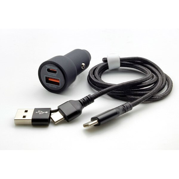 DC2ポートジュウデンキC＋A 充電器 車内 DC12 DC24V ソケット CCケーブル USB-A 2...