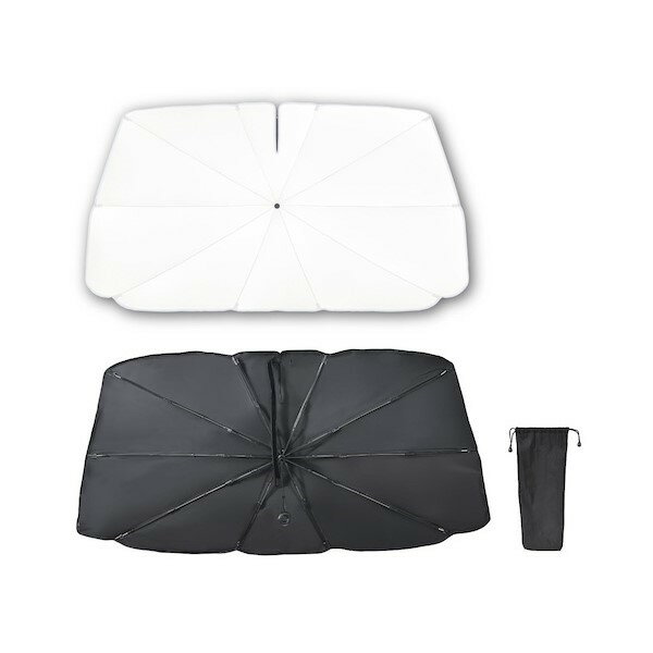ワンタッチサンシェードM 傘型 放射冷却素材 UV 紫外線カット 車内 遮熱 ワイヤー内蔵 収納袋付き 遮光 日除け セダン セイワ Z126(2)