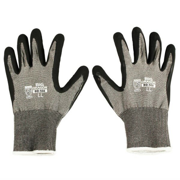 ノンカットハードグリップ LL 高耐切創レベルE メッシュ 18G 危険物取扱 大工 作業グローブ 保護手袋 ゴミ収集 工業 ワーク用品 BD BD-508