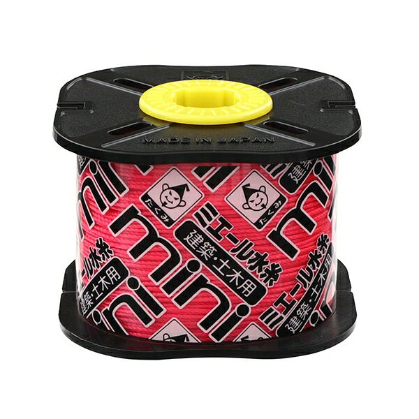 ■キャッチコピーコンパクトで使いきりやすい巻量です。■用途建築用水糸。■機能くるくる回る軸付リールです。切った糸はリールの凹部に巻けます(目安細約15m太約12m)。よく見える蛍光染色です。強く、長時間垂れにくいナイロン製水糸です。■仕様●蛍光ピンク。●約0.8mm×135m。■材質●糸：ナイロン。●リール：PP。■注意事項用途以外には使用しないでください。幼児の手の届かないところでご使用、保管してください。水糸を手や歯で切断するとケガをする事があります。製造上、糸に継ぎ目が入る場合があります。商品説明