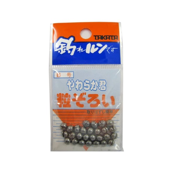 JANコード：4939827000015メーカー名：タカタ商品名：TAKATA やわらか君粒揃いP B※ 商品・パッケージは予告なく仕様変更する場合があります。※ 掲載画像はすべてイメージです。予告なく変更する場合があります。従来のガン玉に比べ各サイズの、粒が均等に揃っており、オモリの脱着が容易なソフトタイプになっております。 6B－8号まで全14種 メール便対応商品です。◆追跡サービス◆　差し出しからお届けまでの配送状況をご確認頂けます。◆配達方法◆　宅配便：対面受渡もしくは宅配ボックス等となります。　メール便：お届け先の郵便受けに配達致します。◆配達日◆　宅配便：日曜・祝日等でも配達可能です。　メール便：日曜・祝日は原則配達されません。◆お届けまでの日数◆　宅配便：おおむね発送日から1～2日前後でお届け致します。　メール便：おおむね発送日から2～5日前後でお届け致します。　但し、お届け先が遠方の場合や離島などの一部地域の場合など、　さらに数日要する場合が御座います。　お急ぎの場合は宅配便をご利用下さい。※メール便注意事項※■郵便受けに配達されるため代金引換はご利用頂けません。■翌日配送サービスには対応しておりません。また、配達日時指定も出来ません。■メール便対応商品を複数ご購入頂いた場合や、メール便対応外商品と同梱での発送の場合、　宅配便で発送する場合が御座いますので、予めご了承下さい。※メール便の場合の返品交換について※■配達中の商品破損、紛失があった場合でも保証、交換等は対応致しかねます。万が一、ご購入商品と違った商品が届いた場合には交換対応させて頂きます。商品説明従来のガン玉に比べ各サイズの、粒が均等に揃っており、オモリの脱着が容易なソフトタイプになっております。 6B－8号まで全14種JANコード：4939827000015メーカー名：タカタ商品名：TAKATA やわらか君粒揃いP B※ 商品・パッケージは予告なく仕様変更する場合があります。※ 掲載画像はすべてイメージです。予告なく変更する場合があります。メール便対応商品です。◆追跡サービス◆　差し出しからお届けまでの配送状況をご確認頂けます。◆配達方法◆　宅配便：対面受渡もしくは宅配ボックス等となります。　メール便：お届け先の郵便受けに配達致します。◆配達日◆　宅配便：日曜・祝日等でも配達可能です。　メール便：日曜・祝日は原則配達されません。◆お届けまでの日数◆　宅配便：おおむね発送日から1～2日前後でお届け致します。　メール便：おおむね発送日から2～5日前後でお届け致します。　但し、お届け先が遠方の場合や離島などの一部地域の場合など、　さらに数日要する場合が御座います。　お急ぎの場合は宅配便をご利用下さい。※メール便注意事項※■郵便受けに配達されるため代金引換はご利用頂けません。■翌日配送サービスには対応しておりません。また、配達日時指定も出来ません。■メール便対応商品を複数ご購入頂いた場合や、メール便対応外商品と同梱での発送の場合、　宅配便で発送する場合が御座いますので、予めご了承下さい。※メール便の場合の返品交換について※■配達中の商品破損、紛失があった場合でも保証、交換等は対応致しかねます。万が一、ご購入商品と違った商品が届いた場合には交換対応させて頂きます。