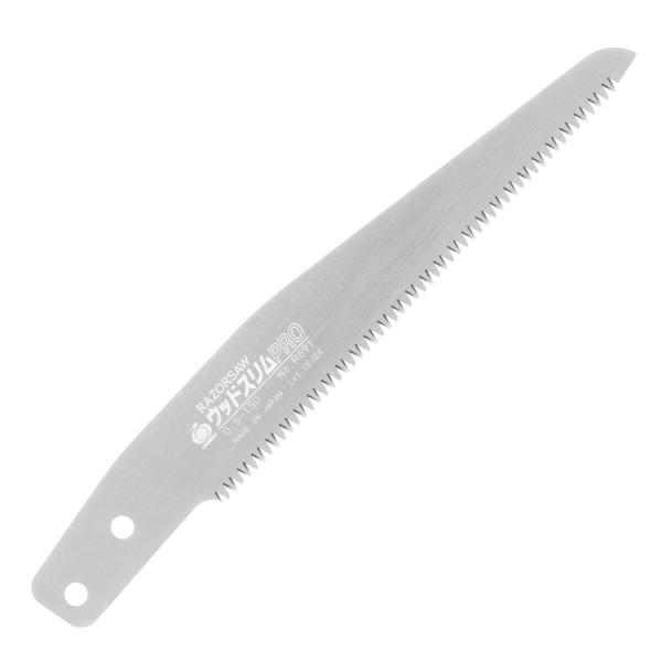 込み入った枝にも届くスリムな刃先・板厚0.5mmで切れ味重視のプロ仕様です。生木・果樹の剪定(ウッドスリムPRO用替刃)。■商品説明込み入った枝にも届くスリムな刃先・板厚0.5mmで切れ味重視のプロ仕様です。生木・果樹の剪定(ウッドスリムPRO用替刃)。刃先が細く込み入った枝も切りやすいです。材厚が薄く(0.5mm)切れ味重視のプロ仕様です。ウッドスリムPRO用の替刃です。日本国■商品仕様●刃長：150mm。●板厚：0.5mm。●ピッチ：2.5mm。●刃部：SK材。■注意事項適用材以外には使用しない。材料に釘等の金属類が無い事を十分に確認する。使用時にネジに緩みがなく、鋸刃が固定されている状態を確認する。 メール便対応商品です。◆追跡サービス◆　差し出しからお届けまでの配送状況をご確認頂けます。◆配達方法◆　宅配便：対面受渡もしくは宅配ボックス等となります。　メール便：お届け先の郵便受けに配達致します。◆配達日◆　宅配便：日曜・祝日等でも配達可能です。　メール便：日曜・祝日は原則配達されません。◆お届けまでの日数◆　宅配便：おおむね発送日から1～2日前後でお届け致します。　メール便：おおむね発送日から2～5日前後でお届け致します。　但し、お届け先が遠方の場合や離島などの一部地域の場合など、　さらに数日要する場合が御座います。　お急ぎの場合は宅配便をご利用下さい。※メール便注意事項※■郵便受けに配達されるため代金引換はご利用頂けません。■翌日配送サービスには対応しておりません。また、配達日時指定も出来ません。■メール便対応商品を複数ご購入頂いた場合や、メール便対応外商品と同梱での発送の場合、　宅配便で発送する場合が御座いますので、予めご了承下さい。※メール便の場合の返品交換について※■配達中の商品破損、紛失があった場合でも保証、交換等は対応致しかねます。万が一、ご購入商品と違った商品が届いた場合には交換対応させて頂きます。商品説明※ 商品・パッケージは予告なく仕様変更する場合があります。※ 掲載画像はすべてイメージです。予告なく変更する場合があります。