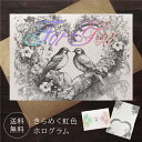 グリーティングカード 小鳥 封筒付き 【送料無料】 ホログラム 箔 金箔 クリスマスカード メッセージカード ポストカード バースデーカード ウェディングカード...