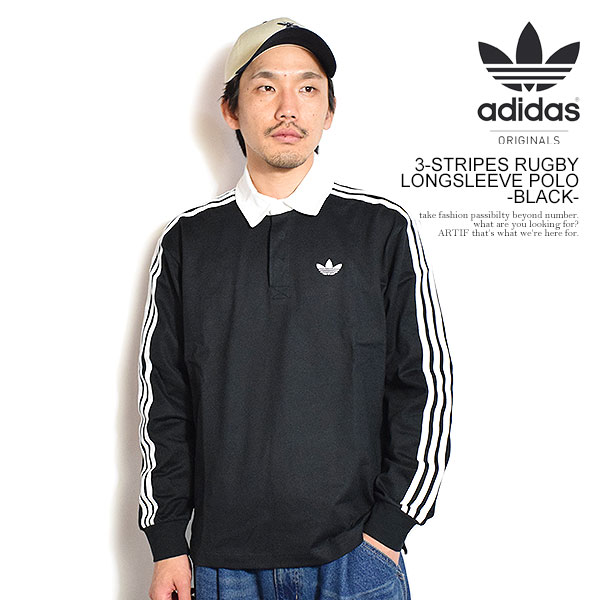 adidas Originals アディダス オリジナルス 3-STRIPES RUGBY LONGSLEEVE POLO -BLACK- メンズ ポロシャツ ラガーシャツ ラグビーシャツ 送料無料 ストリート スポーツ