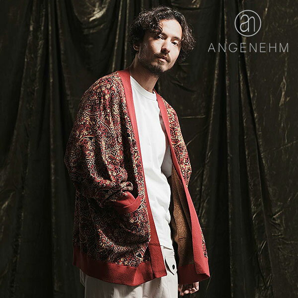 2024 春夏 先行予約 4月上旬〜中旬入荷予定 ANGENEHM アンゲネーム Paisley texture sweater cardigan メンズ カーディガン 送料無料 キャンセル不可