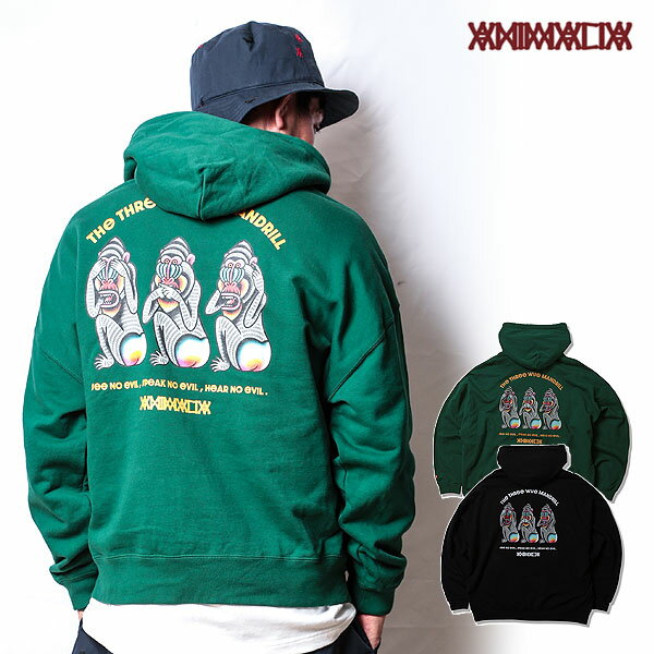 ANIMALIA アニマリア BIG SILHOUETTE P/O HOODIE - THE THREE WISE MANDRILL メンズ パーカー 送料無料