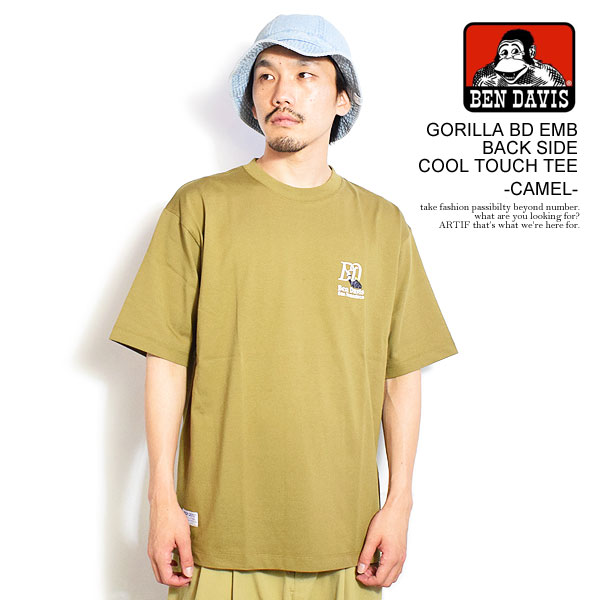 30％OFF SALE セール BEN DAVIS ベンデイビス GORILLA BD EMB BACK SIDE COOL TOUCH TEE -CAMEL- メンズ Tシャツ 半袖Tシャツ オーバーサイズ ストリート