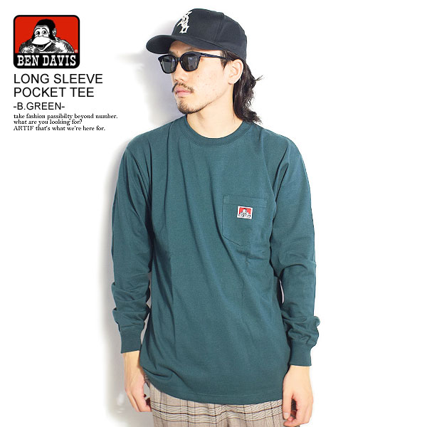 BEN DAVIS ベンデイビス LONG SLEEVE POCKET TEE -B.GREEN- メンズ Tシャツ 長袖 長袖Tシャツ ロンT おしゃれ かっこいい カジュアル ファッション トップス ストリート bendavis ベンデービス tシャツ