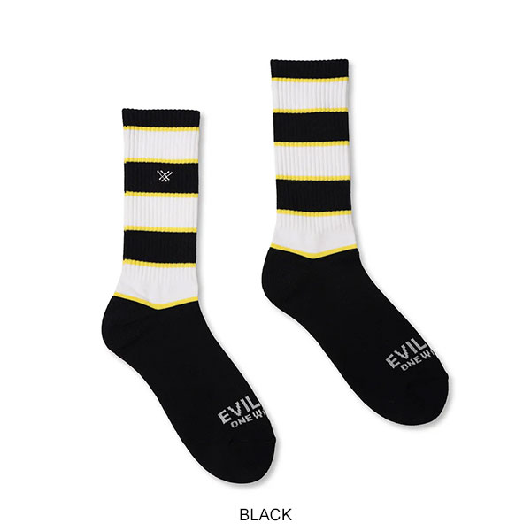 EVILACT イーブルアクト BORDER SOCKS メンズ ソックス 靴下 ハイソックス クルー...