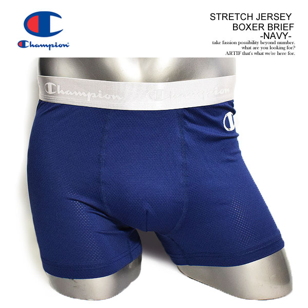 CHAMPION チャンピオン STRETCH JERSEY BOXER BRIEF -NAVY- メンズ ボクサーブリーフ ボクサーパンツ ショーツ アンダーウェア 吸汗速乾 おしゃれ かっこいい カジュアル ファッション ストリート champion