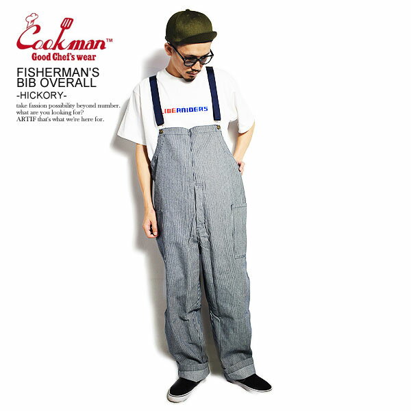 COOKMAN クックマン FISHERMAN 039 S BIB OVERALL -HICKORY- 231-03848 メンズ フィッシャーマンズオーバーオール サロペット パンツ ヒッコリー ストリート 送料無料 おしゃれ かっこいい カジュアル ファッション cookman