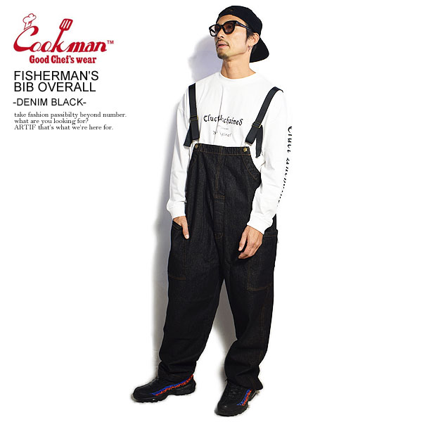 COOKMAN クックマン FISHERMAN'S BIB OVERALL -DENIM BLACK- 231-03854 メンズ フィッシャーマンズオーバーオール サロペット パンツ ..