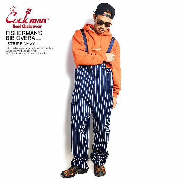 COOKMAN クックマン FISHERMAN 039 S BIB OVERALL -STRIPE NAVY- メンズ フィッシャーマンズオーバーオール 送料無料 サロペット パンツ ストリート ファッション