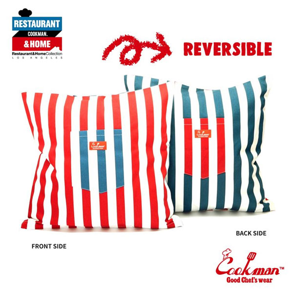 楽天ARTIFCOOKMAN クックマン CUSHION POCKET COVER REVERSIBLE -WIDE STRIPE NAVY & RED- メンズ クッションカバー リバーシブル ストリート おしゃれ かっこいい カジュアル インテリア cookman