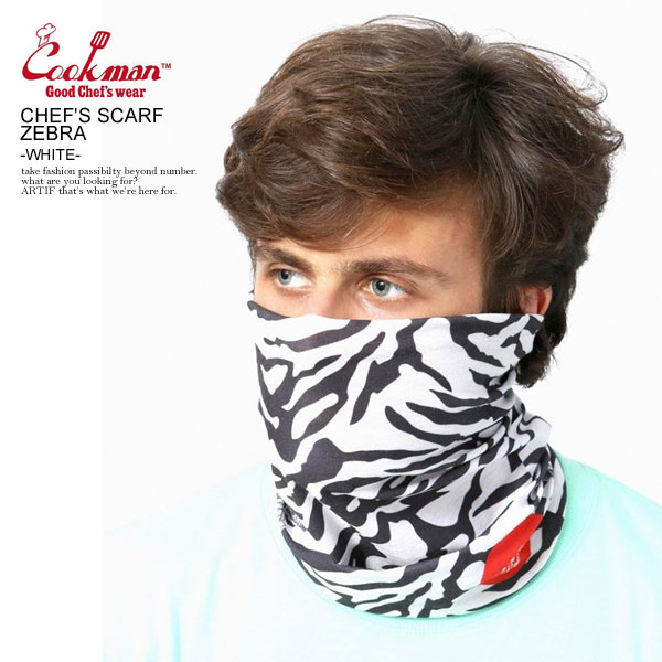 COOKMAN クックマン CHEF S SCARF ZEBRA -WHITE- メンズ スカーフ フェイスマスク ネックウォーマー ヘッドバンド 3ウェイ ストリート おしゃれ かっこいい カジュアル ファッション cookman