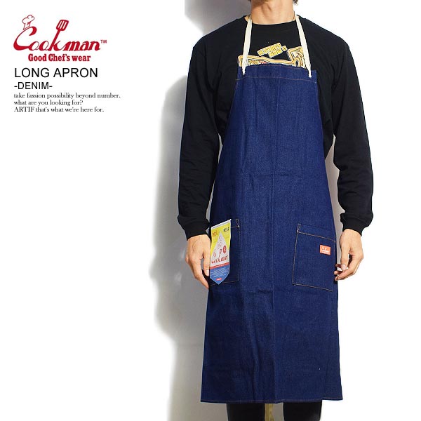 COOKMAN クックマン LONG APRON -DENIM- メンズ エプロン ロングエプロン ストリート おしゃれ かっこいい カジュアル ファッション cookman