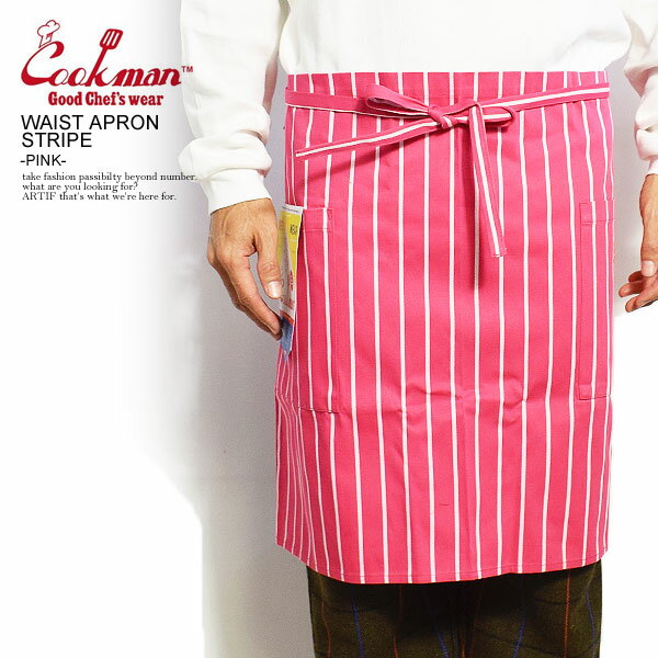 COOKMAN クックマン WAIST APRON STRIPE -PINK- メンズ エプロン ウエストエプロン ウェストエプロン カフェエプロン ストリート おしゃれ かっこいい カジュアル ファッション cookman 1