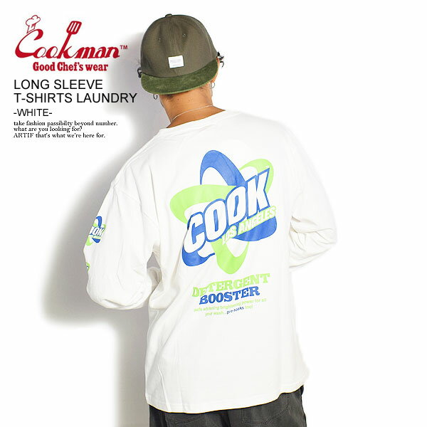 COOKMAN クックマン LONG SLEEVE T-SHIRTS LAUNDRY -WHITE- メンズ Tシャツ 長袖 長袖Tシャツ ロンT 送料無料 ストリート おしゃれ かっこいい カジュアル ファッション トップス cookman tシャツ