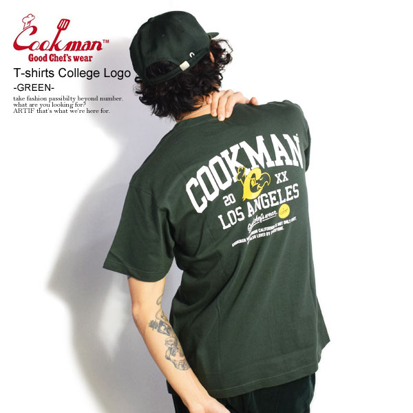 COOKMAN クックマン T-shirts College Logo -GREEN- メンズ Tシャツ 半袖 半袖Tシャツ おしゃれ かっこいい カジュアル ファッション ストリート トップス cookman tシャツ