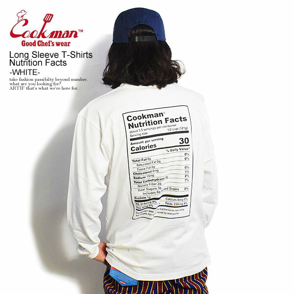 COOKMAN クックマン Long Sleeve T-Shirts Nutrition Facts -WHITE- メンズ Tシャツ 長袖 ロンT 送料無料 ストリート