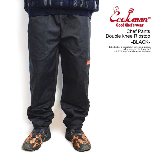 COOKMAN クックマン Chef Pants Double knee Ripstop Black -BLACK- メンズ パンツ シェフパンツ イージーパンツ 送料無料 ストリート