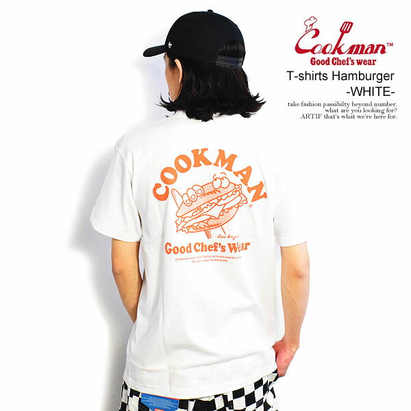 COOKMAN クックマン T-shirts Hamburger -WHITE- メンズ Tシャツ 半袖 アメリカ 西海岸 ストリート